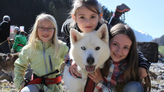 Huksy_Schlittenhunde und Kinder im Muotatal